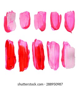Set of cosmetic texture round stains isolated on white. Vector oil paint texture. Make up colors.