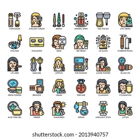 Set of Cosmetic thin line and pixel perfect icons for any web and app project. 