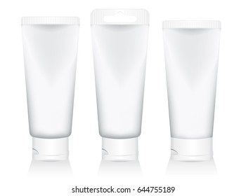 set cosmetic tubes isolated on white background. packaging for gel, cream, lotion, sunscreen. vector illustration.