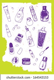 Set of cosmetic vector doodles