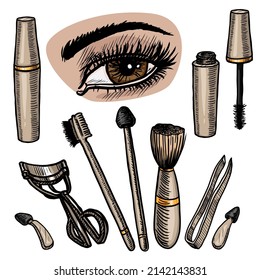 Set of cosmetick tools vector illustration isolated on white background