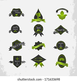 Set of cosmetics badges and labels