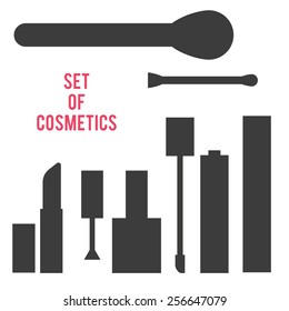 set of cosmetics, black silhouette