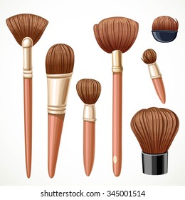 Set of cosmetics brushes isolated on a white background