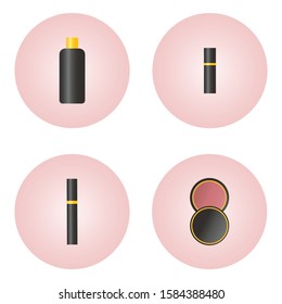 Set cosmetics design over white background. Cosmetics and fashion background with make up artist objects lipstick, cream, mascara. vector illustration icon eps10