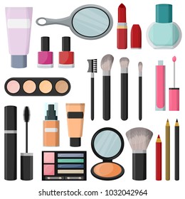 Set of cosmetics. Fashionable. Female. Bright makeup. Beauty. 