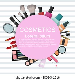 Set of cosmetics. Flat style, for your design.