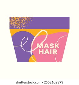 Set cosmetics hair care routine. Beauty care for curly girl method. Hair care bottle styling, cleansing, treatment for kinky hair. Doodle style. Vector illustration isolated on background