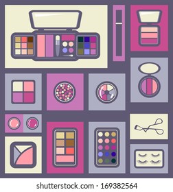 Set of cosmetics icons. Makeup vector illustration