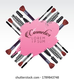 conjunto de maquillaje cosmético con grabado en el diseño de ilustraciones vectoriales de pintura