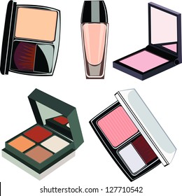 Set of cosmetics and makeup. Vector Illustration