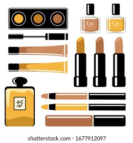 Set of cosmetics on a white background. Vector flat illustration.