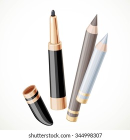 Set of cosmetics  pencil contour isolated on a white background