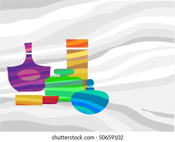 set of cosmetics and perfume