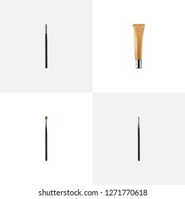 Set of cosmetics realistic symbols with cosmetic stick, cream, brow makeup tool and other icons for your web mobile app logo design.