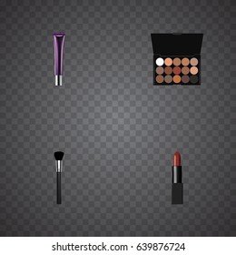 Set Of Cosmetics Realistic Symbols Also Includes Tassel, Pomade, Creme Objects.