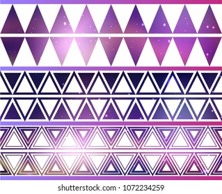Set of cosmic geometric seamless borders. Vector ethnic pattern for your creativity