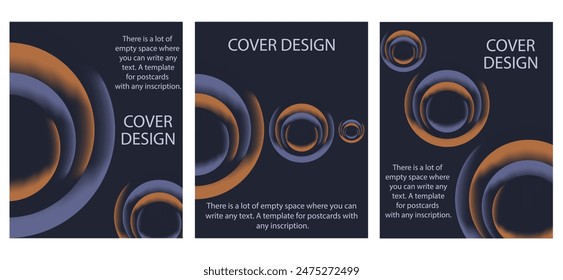 Set Cosmic Posters with Geometrical Circles Shapes in trend Pastel Limited color palettes style. Retro Grunge Gradient 3D texture Posters. Vector can used Web, corporate design.