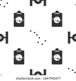 Set Cosmic ship, Great Bear constellation and Planet on seamless pattern. Vector