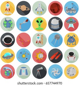 Set of cosmos color flat icons for web and mobile design