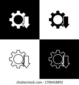 Set Cost reduction icon isolated on black and white background. Vector Illustration
