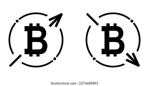 Un conjunto de iconos de aumento y disminución del símbolo de coste. Símbolo vectorial del dinero aislado en el fondo.