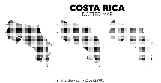 set of Costa rica dotted map on white isolated