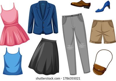 Set of costume objects illustration
