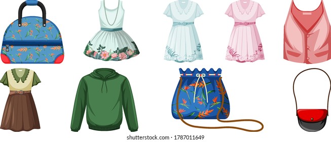 Set of costume objects illustration