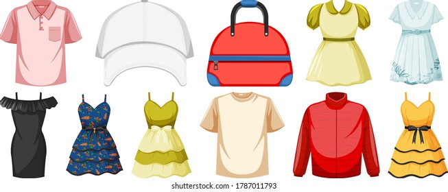 Set of costume objects illustration