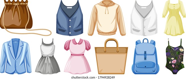 Set of costume objects illustration