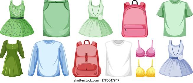 Set of costume objects illustration