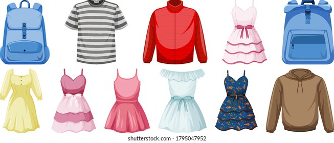 Set of costume objects illustration