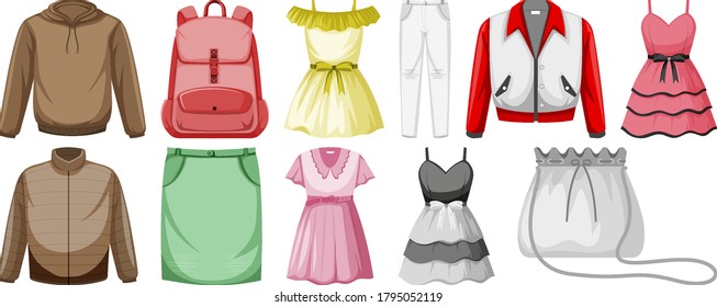 Set of costume objects illustration