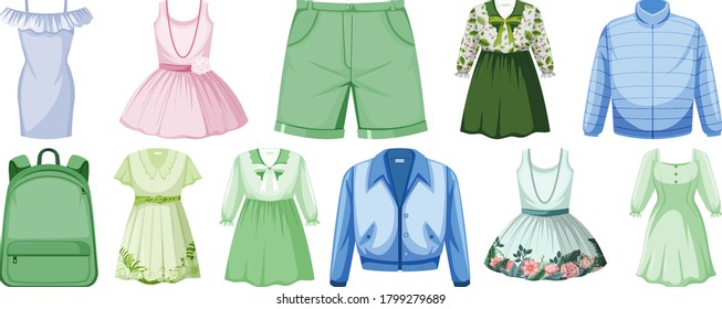 Set of costume objects illustration