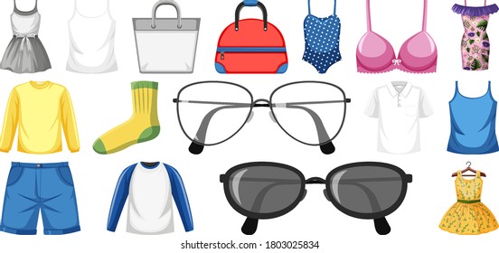 Set of costume objects illustration