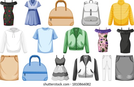 Set of costume objects illustration