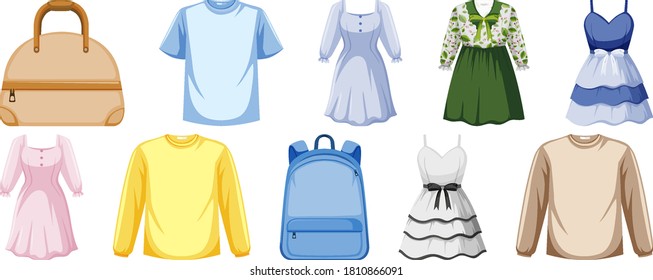 Set of costume objects illustration