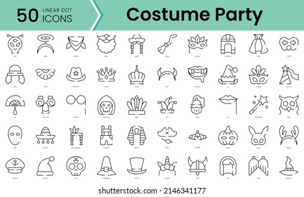 Set of costume party icons. Line art style icons bundle. vector illustration