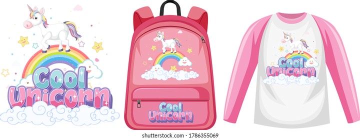 Set of costume with unicorn logo illustration