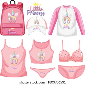 Set of costume with unicorn logo illustration