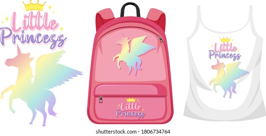 Set of costume with unicorn logo illustration