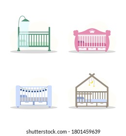 Set of cot icons. Simple element from baby things icons collection. Creative baby cradle for ui, ux, apps, software and infographics. Vector illustration in flat style.