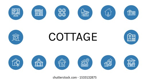 Set of cottage icons. Such as Home, House, Curd, Cottage, Shelter, Hut , cottage icons