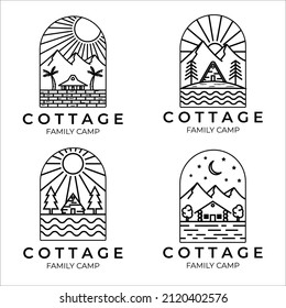 set of cottage logo line art minimalist vector illustration template icon design