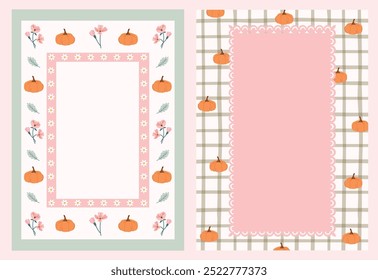 Set of Cottage-core halloween Frame-border templates. Suitable for posters, social media posts, cards, invitations, banners design and web,internet ads. Vector illustration.