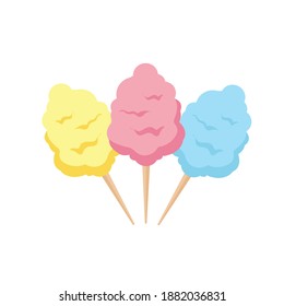 Set Cotton Candy Isolated On White Background. Candy Floss. Vector Stock