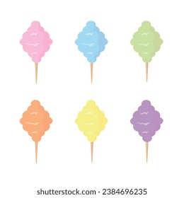 Poner los dulces de algodón aislados sobre fondo blanco. Maldición. Material vectorial