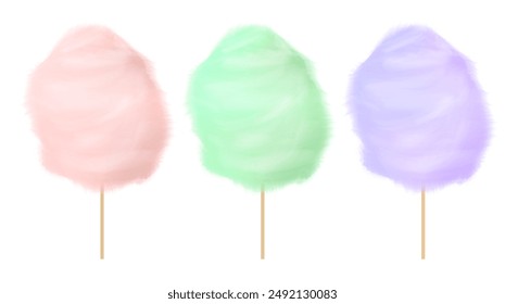 Set of cotton candy on a white background. Vector illustration