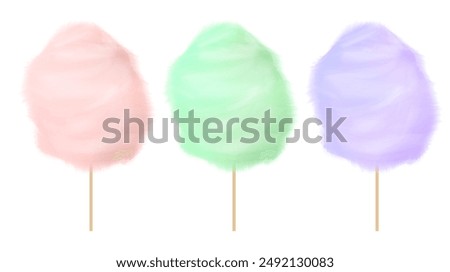 Set of cotton candy on a white background. Vector illustration